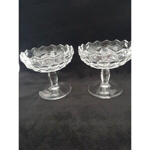 Pair Of Vintage Fostoria American Jelly Dishes Footed Compote 4.25"